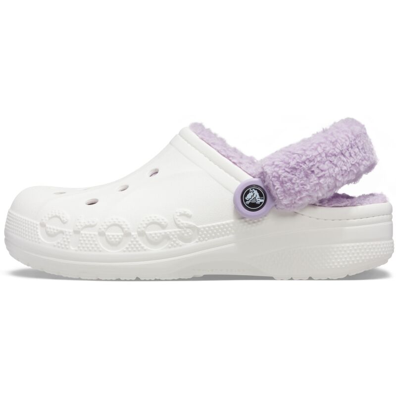 Crocs™ Baya Lined Fuzz Strap Clog White/Lavender