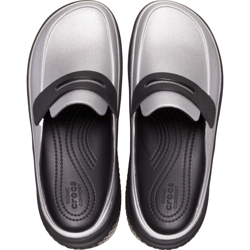 Crocs™ Stomp Metallic Loafer Silver/Black
