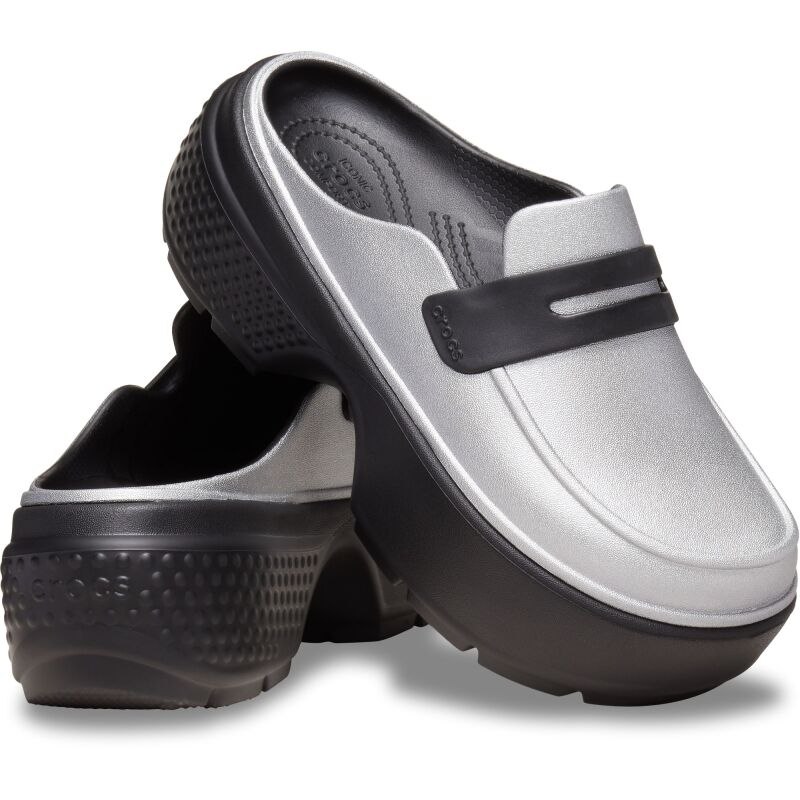 Crocs™ Stomp Metallic Loafer Silver/Black