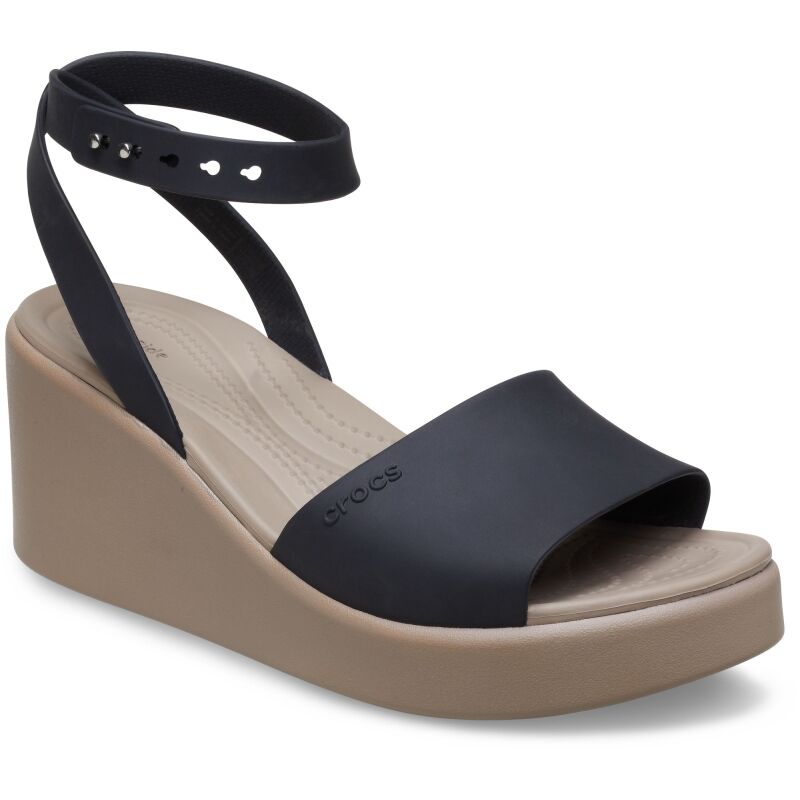 Crocs™ Brooklyn Ankle Strap Wedge Black/Mushroom