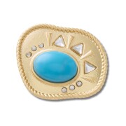 Crocs™ Jibbitz Gold and Turquoise Oval 